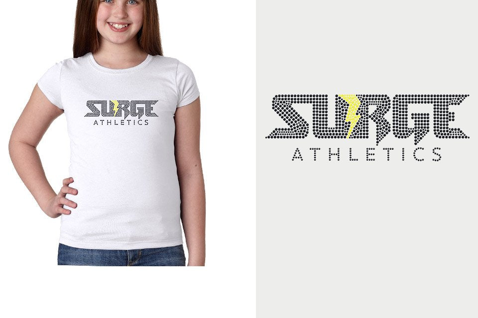 Rhinestones SURGE - black stones neon yellow studs Girls' Princess T-Shirt