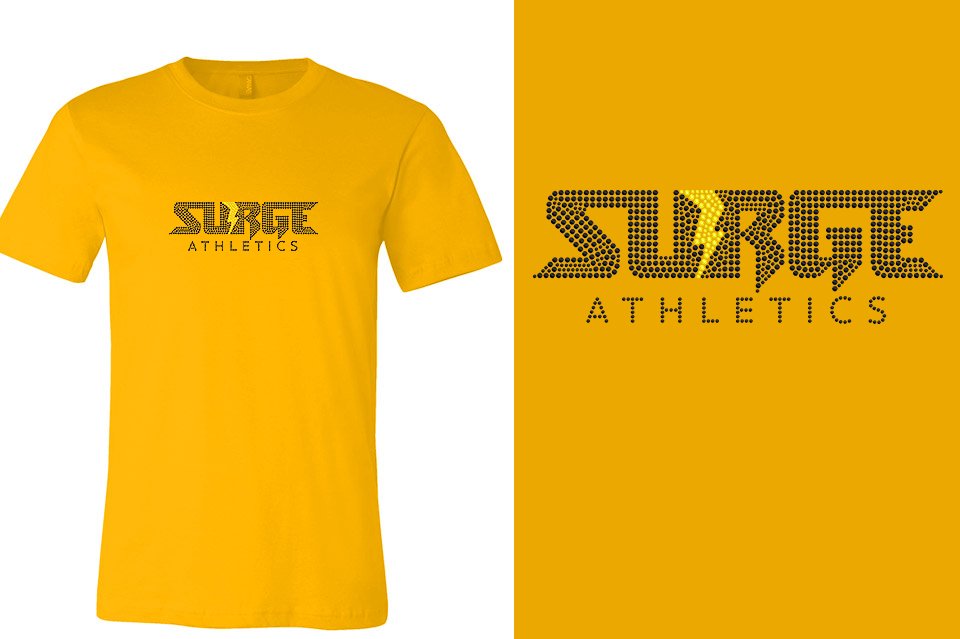 Rhinestones SURGE - black stones neon yellow studs Unisex t-shirt