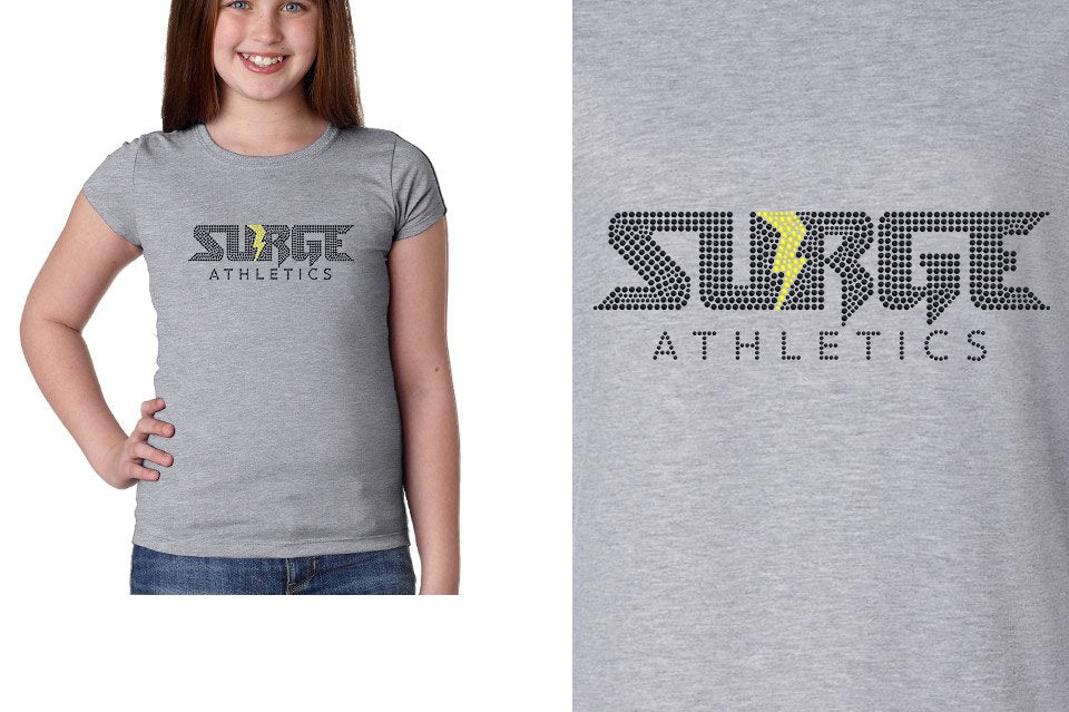 Rhinestones SURGE - black stones neon yellow studs Girls' Princess T-Shirt