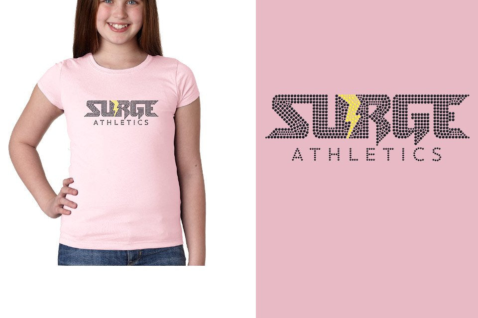 Rhinestones SURGE - black stones neon yellow studs Girls' Princess T-Shirt