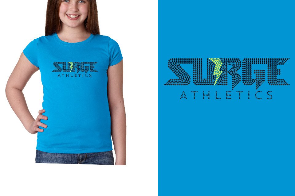 Rhinestones SURGE - black stones neon yellow studs Girls' Princess T-Shirt
